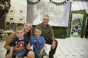 03 Enjoying the live link with Project officer Paul Davies is Kathryn Gidman from Rock Ferry with her children Riley, 5 and Logan, 2.
