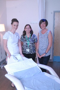 Frankie Hodge, Maureen Gildea and Colette Byrne in one of the complementary therapy rooms at the Cancer Wellbeing Centre.