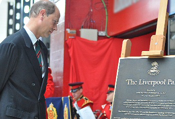 HRH The Earl of Wessex KG GCVO reading the Memorial Main Concourse of Lime Street, Railway Station.