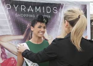 Hollyoaks star Gemma Merna presents Laura Armitage with the "best style award.