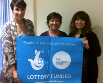 Lottery.png: Wirral Mencaps team from left to right  Development Manager Chloe Harvey, Outreach Manager Gaynor Rowlands and Chair Gwen Seller. 