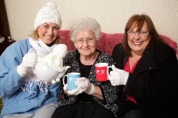 Caption: (L to R) Rachel Powell, United Utilities; Contact the Elderly guest Anneliese (surname withheld by request); and Contact the Elderly North West regional development officer Gwen Lightfoot. 