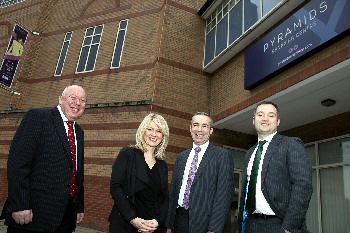 Pictured is Andrew Bull, Fund Manager for LaSalle Investment Management, Esther McVey MP, Minister of State for Employment, Derek Millar, Commercial Director for Pyramids Shopping Centre and Ben Notley, Associate Asset Manager, for LaSalle Investment Management. 