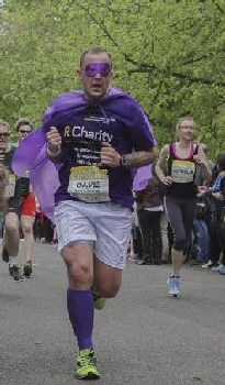 Photo caption (photo two): Action Man: Davie running for R Charity at the Liverpool Spring 10k