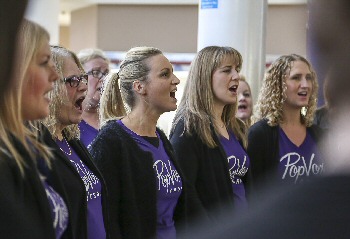 03/07: Close ups of the PopVox choir in full song at Pyramids Shopping Centre.