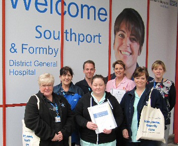 Picture shows Nicky Williams, Assistant Matron Nurse Education and Training, left, and Carol Fowler, Matron Performance and Standards, with some of the staff who took part in the Care Certificate pilot