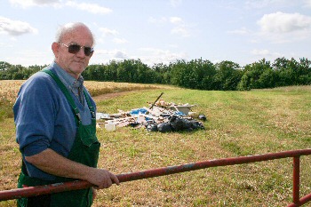 Farmer Robert Campbell, whose farmland near Stokesley, North Yorkshire is regularly targeted by fly-tippers.