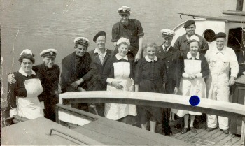 the 1950's team of staff onboard the ship