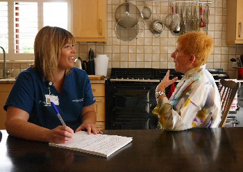 Kerry Williams, Chemotherapy Nurse and patient Lilian Kenrick 