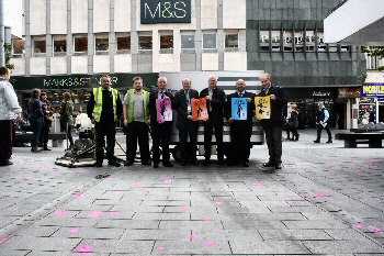 L to R: Paul Clifford (Primoserve operative), Rhys Clifford (Primoserve operative), Steve Smith (Public Health manager, Sefton Council), Nigel Sharp (Networking and Training Coordinator, Keep Britain Tidy), Nick White ( Operations Manager, Southport BID), Lee Western ( Operations Director, Primoserve) and Enda Rylands ( Chair, Southport BID)