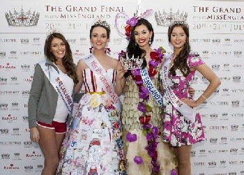 Pictured left to right: Lucy Physick Miss Lancashire, Laura Beth Morgan Miss Worcestershire, Miss England Natasha Hemmings, Christina Cunningham Miss North West.