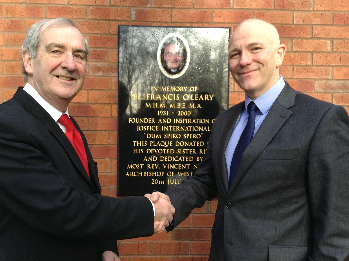 (l-r): George Foster, Chair of Trustees, welcomes Mike Parr, Chief Executive, to St. Josephs Hospice.