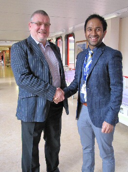 Photo caption: Patient Michael Uttley (left) with Rahul Mistry, consultant urological surgeon.