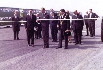 he Duke of Edinburgh at Liverpool Airport, performing the official opening.