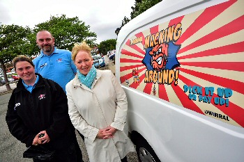 Photo caption: Enforcement officers from Kingdom with Cllr Bernie Mooney and artwork from the awareness-raising campaign.