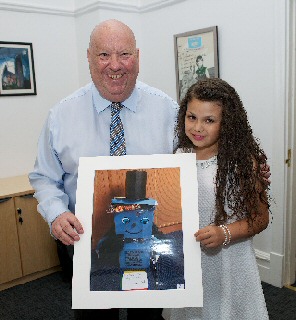 Mayor Joe Anderson with Cewkie Wenton who helped judge the Recycle Michael competition