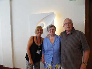 Stoma nurse Sam with patients and visitors to a recent stoma open day.