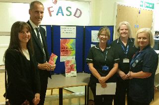 Picture shows (left to right) Diane Kashrabi (FASD), Bill Esterson MP, Lynne Eastham (Head of Children and Midwifery Services), Janet Calland (Matron, Obstetrics and Gynaecology) and Angi Cullen (Maternity CDOP/Bereavement Lead Midwife)