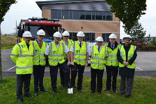 PHOTO: From left- Regional MD of Wates Tony Shenton, Chair of Merseyside Fire & Rescue Authority Cllr. Dave Hanratty, Chief Fire Officer Dan Stephens, Leader of Knowsley Council Cllr Andy Moorhead, Chief Constable Andy Cooke, Chief Inspector George Phillips, Knowsley Cabinet Member Cllr. Mike Murphy, Merseyside Police & Crime Commissioner Jane Kennedy.