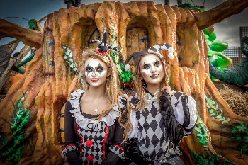 Photo caption: Creepy characters get ready to welcome Southport Pleasureland's Happy Halloween Visitors