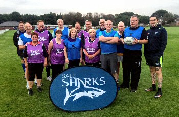 The walking rugby players at one of Sharks Trafford sessions.