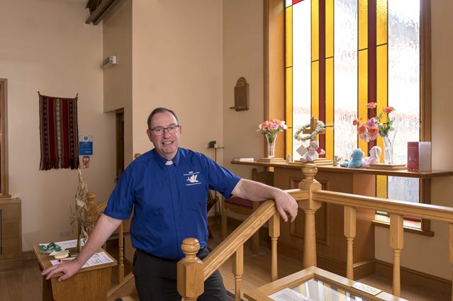 Rev. Martin Abrams at the Church at Ormskirk Hospital.