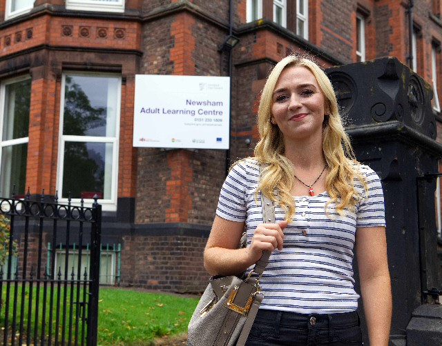 Danielle Wilson outside Newsham Park Adult Learning Centre (ALS1).