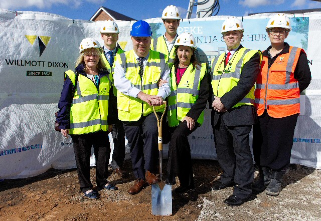 Picture shows the ground breaking ceremony at the Speke Dementia Care Hub site. Pictured are:- (from left) Ward Councillor Mary Rasmussen, Director of Adult Services, Martin Farran, Mayor of Liverpool Joe Anderson, Geraint Evans, Shaw healthcare Commercial and Development Director, Ward Councillor Doreen Knight, Chair Select Committee Chair for Adult Services, Richard McLinden and Julie Umpleby from Willmott Dixon.