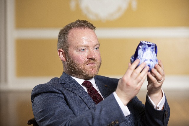 David Elstob is pictured valuing an item in the spacious surroundings of Bedale Hall in the market town of Bedale, North Yorkshire, which provides the main base for the new auction and valuation business. 