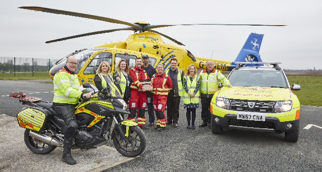 North West Air Ambulance Charity launch blood on board in conjunction with Blood Bikes Manchester, Salford Royal Hospital NHS Foundation Transfusion Service and North West Ambulance Service.