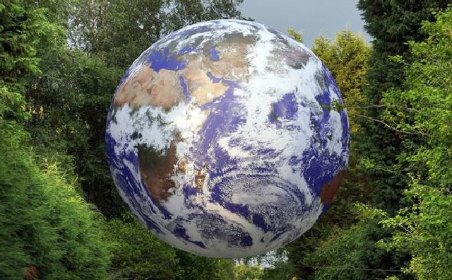 The huge 23ft replica of the earth - Luke Jerram's 'Gaia' that is heading to Liverpool Cathedral as part of River Festival Liverpool.