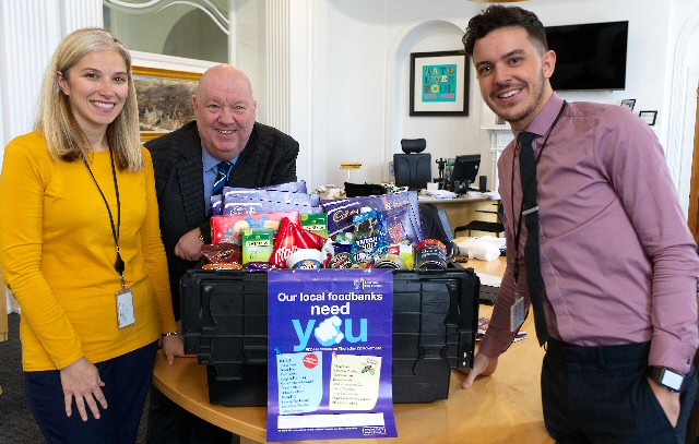 Mayor of Liverpool Joe Anderson with 2 of the Council's charity champions Caroline O'Neill and Christie Cardwell