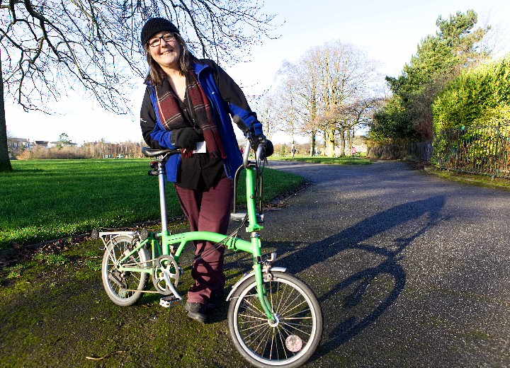 Photo - Liverpool City Council's new Cycling and Walking Officer Jayne Rodgers at Princes Park.