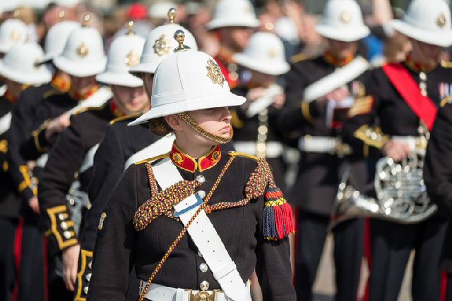 The band of Her Majestys Royal Marines assemble at the Pier Head on Armed Forces Day 2017.