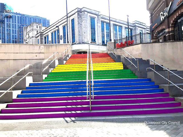 Steps ahead: Liverpool City Council's rainbow steps at Clayton Square.