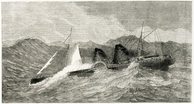 Black and white ink drawring. Copyright of Illustrated London News - 28 January 1865.
