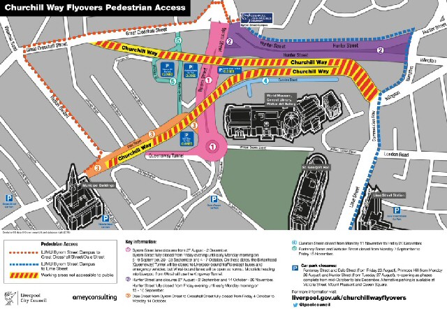 Phase 1 of the deconstruction of The Churchill Way Flyovers in Liverpool City Centre has begun