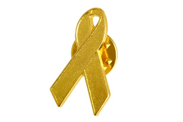 Picture caption Gold ribbon attached: This September, show support and raise money for research into childrens and young peoples cancers by wearing a gold ribbon pin badge available from Cancer Research UK and TK Maxx stores to mark Childhood Cancer Awareness Month. 