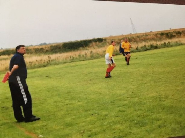 Legend: John Cantwell, left, who died last year while watching an amateur football game 