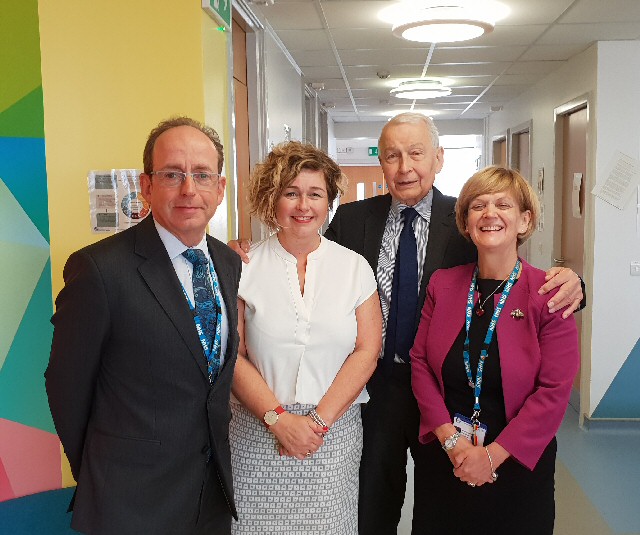 Photo 1: (L-R) CWP chair, Mike Maier, CWP children, young people and families head of clinical services  Wirral, Sallie Taylor, Rt Hon Frank Field MP and CWP chief executive Sheena Cumiskey. 