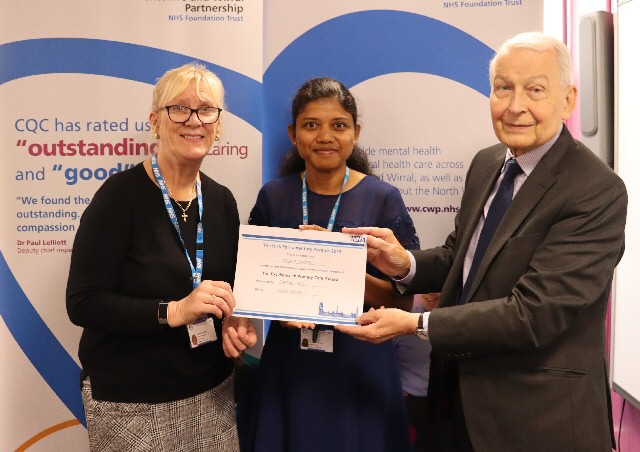 Photo 3: (L-R) CWP community learning disability nurse Cath Jones, CWP consultant psychiatrist Dr Rajni Kullu and Rt Hon Frank Field MP