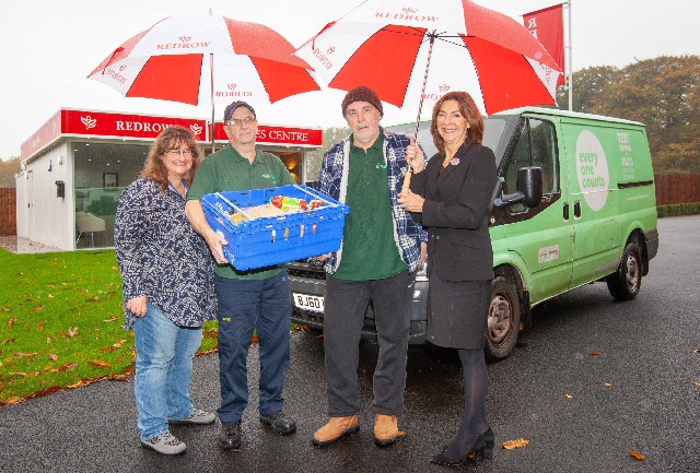 South Liverpool Foodbank is among the good causes helped by Redrow's Allerton Community Fund. From left: Nicola Hawkes, Phil Keating, Helen Pirie and Billy Breden