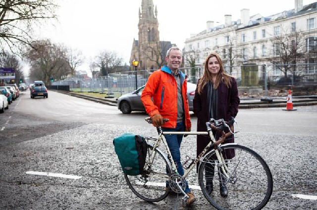 Bike it! : Simon O'Brien and Cllr Sharon Connor welcome the starts of a new ₤4m scheme to improve cycling in South Liverpool.
