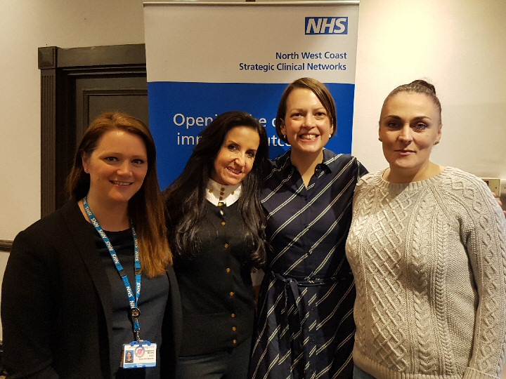 Photo caption:- From left to right:- Alex Murphy (Prevention Coordinator, Lancashire and South Cumbria Local Maternity System), Dr Lisa Marsland (Chair of the North West Coast Parent Infant Relationship Partnership and Lead for Parent Infant Mental Health at North West Boroughs Healthcare), Sally Hogg (Head of Policy and campaigning at Parent Infant Foundation, Marion (service user and expert by experience).