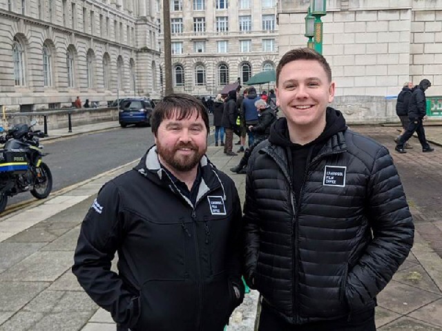 Training: Liverpool City Council Film Office apprentice Paul Dixon (pictured right) with his manager Kevin Bell.