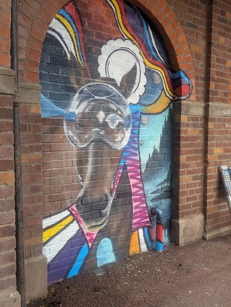 John Culshaw's marvellous mural at Dovecot Parade.